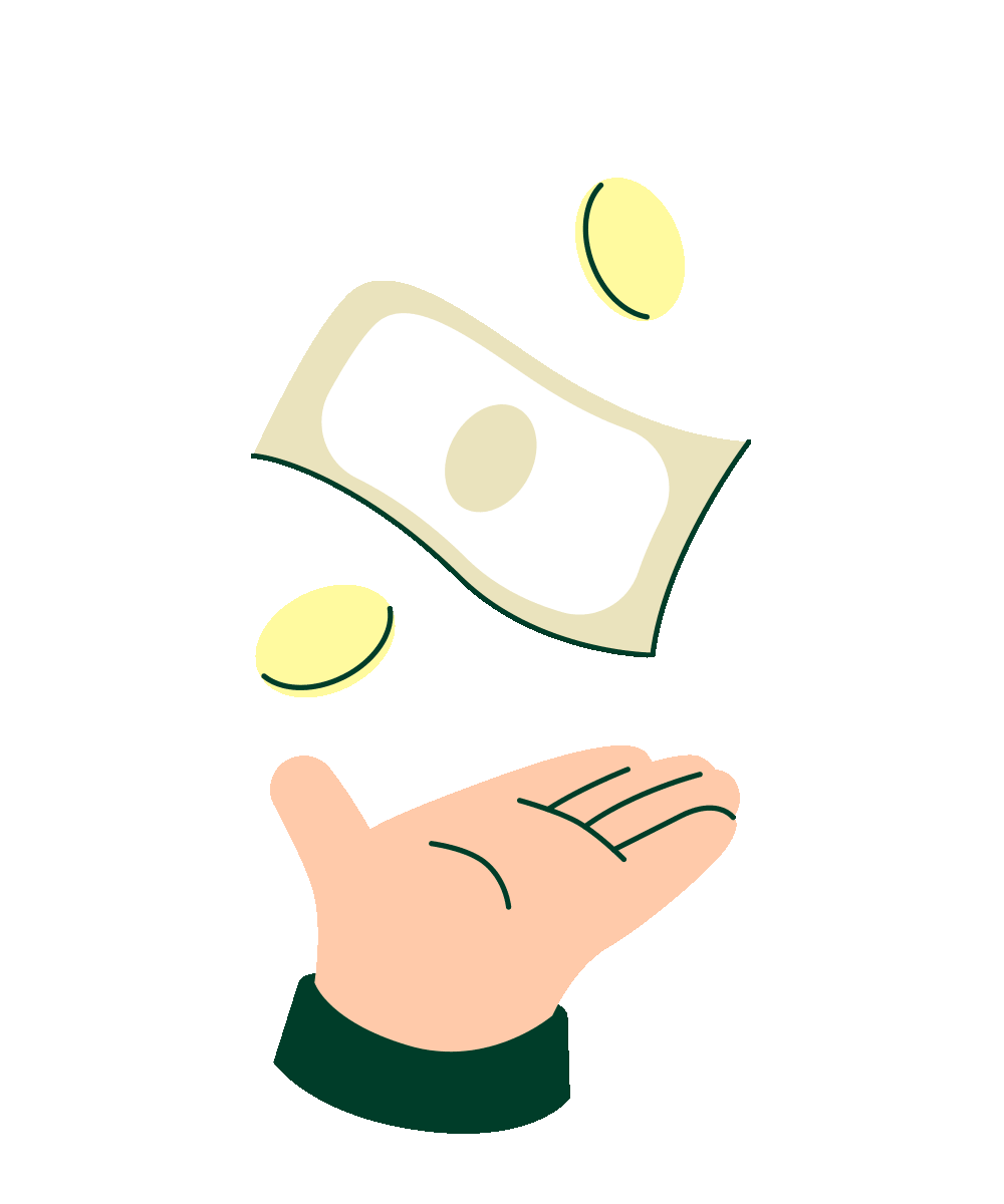 cash and stars above hand