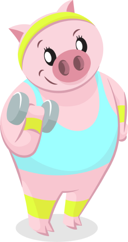 cartoonpig with dumbell